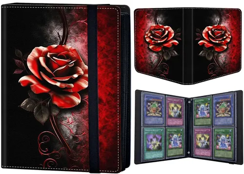 Vista 28 de Carpeta de tarjetas coleccionables de 4 bolsillos para 400 tarjetas, libro con banda elástica que se adapta a la mayoría de tarjetas de tamaño Flor