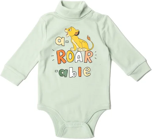 Vista 5 de Disney Lion King Mickey Mouse Simba - Paquete de 2 mamelucos de cuello alto para bebé recién nacido a bebé