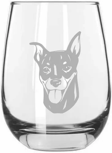 Vista 568 de Shar Pei (chino) - Vaso de vino sin tallo grabado para perro, 15.25 onzas