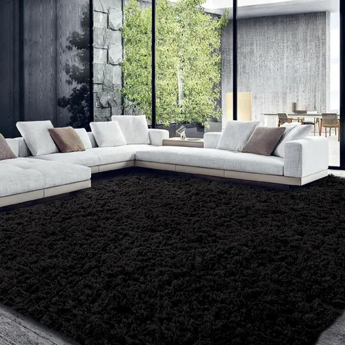 Vista 16 de HOMBYS - Alfombra peluda de 9 x 12 pies, alfombra de pelo sintético ultra suave y grande, alfombra antideslizante para dormitorio y sala de estar