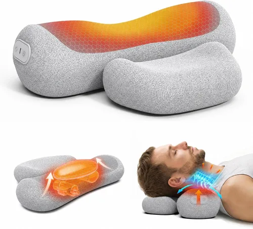 Vista 10 de Yunari Almohada de cuello térmica inalámbrica 3 en 1, vibración y soporte Gris