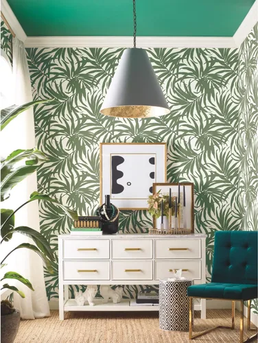 Vista 7 de York Wallcoverings PSW1031RL - Papel pintado de hojas de Bali, color verde