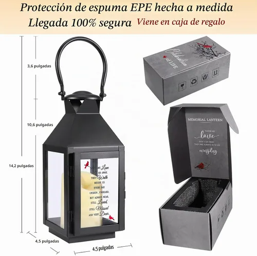 Vista 2 de Linterna conmemorativa con vela LED parpadeante y temporizador remoto, regalo de condolencias y duelo, recuerdo conmemorativo impreso UV