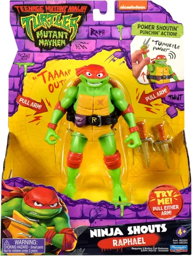 Vista 4 de Teenage Mutant Ninja Tortugas: Mutant Mayhem 5.5" Raphael Deluxe Ninja Shouts Figura por Playmates Toys