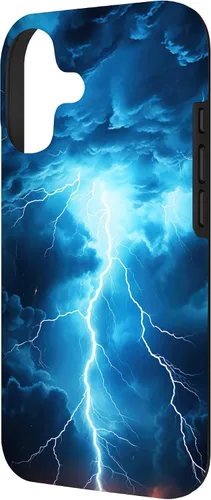 Vista 2 de Cool Blue Lightning Bolt Storm Wild Nature Sky Graphic Art Case for iPhone 17