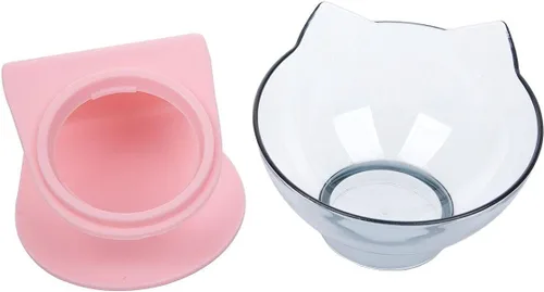Vista 3 de Luck Dawn Cuenco elevado para gatos con soporte elevado, diseño inclinado de 15 grados, soporte protector de cuello elevado para alimentos
