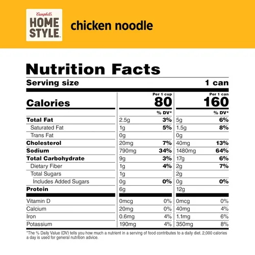 Vista 2 de Campbell's Homestyle Sopa de fideos con pollo, lata de 16.1 onzas