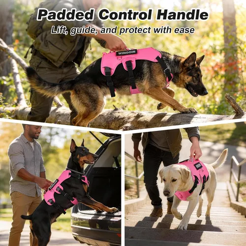 Vista 4 de WINGOIN Arnés para perro a prueba de escapes, arnés sin tirones para perros medianos, arnés reflectante ajustable con clip frontal para mascotas