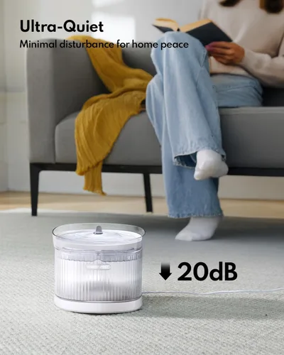 Vista 4 de Fuente de agua para gatos con bomba inalámbrica HomeRunPet - Diseño desmontable para fácil limpieza, dispensador de agua para múltiples gatos