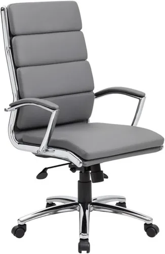 Vista 2 de Scranton & Co Silla de oficina ejecutiva ajustable de piel sintética moderna en gris