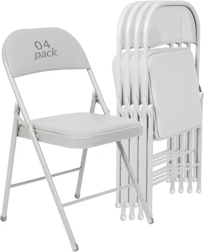 Vista 30 de Juego de 4 Sillas Plegables Tapizadas en Negro - Cómodas Sillas Apilables Portátiles para Interior y Exterior, Eventos, Fiestas, Oficina, Boda Negro