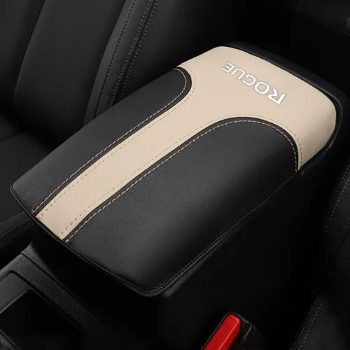 Vista 8 de Funda para reposabrazos de consola central de automóvil para Nissan Rogue 2014-2020, de cuero, antiarañazos, protector de tapa de caja central Cuero