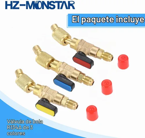 Vista 7 de Válvula de bola refrigerante de aire acondicionado 1/4 '' SAE, adaptador de válvula de bola de cierre en ángulo HVAC de latón para sistema mini