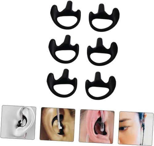 Vista 8 de 3 pares de moldes de silicona para oídos, tubo acústico, para negro, cómodo, no deformable, ajuste seguro para ejercicio