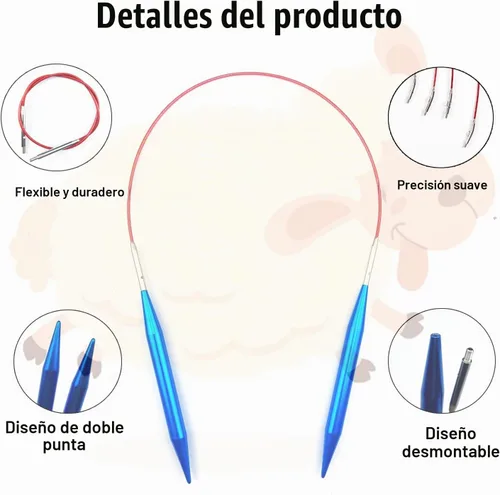 Vista 3 de Weabetfu Juego de 60 piezas de agujas circulares intercambiables para tejer con estuche, 13 pares de agujas circulares de aluminio para tejer hechas