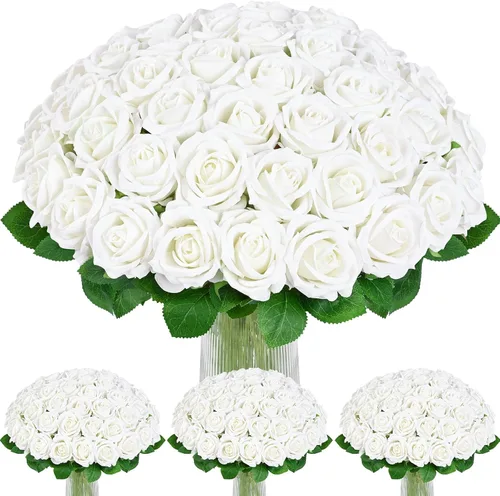 Vista 10 de 50 flores artificiales de rosas negras, ramo de rosas falsas de terciopelo
