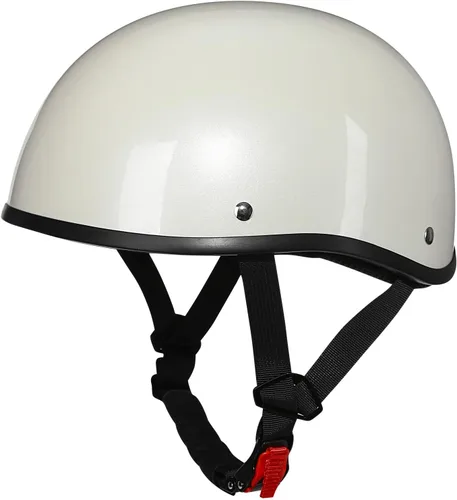 Vista 11 de Casco de media cara para motocicleta con diseño de calavera y crucero, aprobado por DOT Brillo negro