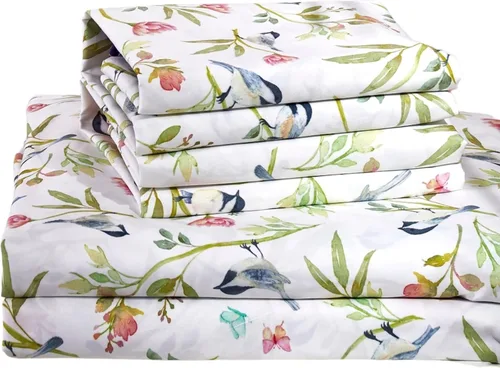 Vista 15 de Virah Bella Juego de sábanas de microfibra con estampado de 4 piezas tamaño queen - Otoño dorado - Blanco