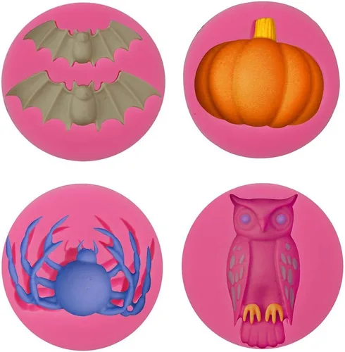 Vista 3 de Juego de 6 moldes de fondant para pastel de Halloween, herramientas de decoración de cupcakes de fiesta de Halloween, molde de silicona