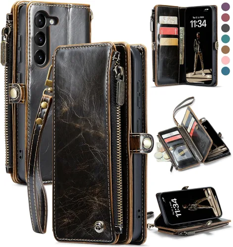Vista 11 de Defencase Funda Cartera Magnética para Samsung Galaxy S23+/ S23 Plus Compatible con Magsafe con Bloqueo RFID, Cremallera y Portarjetas, Funda