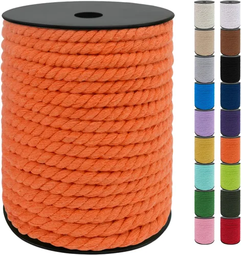 Vista 13 de JeogYong Cordón de algodón de 10mm, 22.86 metros de cuerda natural para macramé, hilo de 3 hebras torcido, cuerda para macramé para manualidades