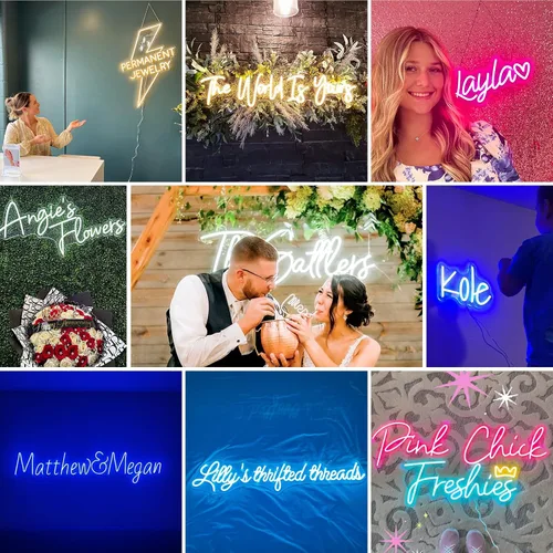 Vista 2 de Letrero de neón LED personalizado, regulable, luz de neón personalizada para decoración de pared de dormitorio, boda, fiesta de cumpleaños, bar