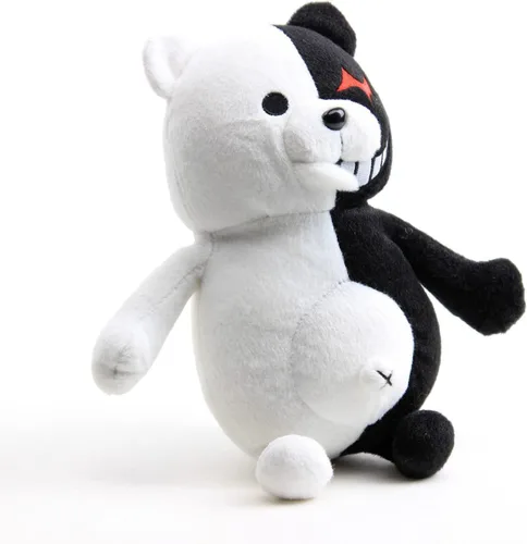 Vista 2 de Muñeca rellena suave de peluche de oso blanco y negro de 10 pulgadas