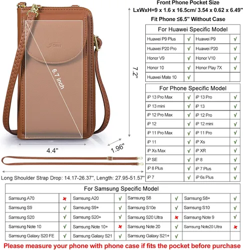 Vista 5 de S-ZONE Bolso de mano de cuero genuino para las mujeres bolso grande bolso de trabajo RFID bloqueo de cuero de la PU Crossbody teléfono bolso monedero