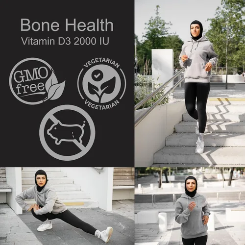 Vista 5 de Gomitas de vitamina D3 Halal para adultos, hombres y mujeres 1000 UI - 2000 UI Apoya la salud ósea, inmunidad y corazón Vegetarianas, sin OMG