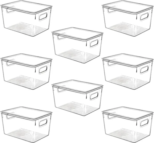 Vista 12 de Contenedores de almacenamiento de plástico transparente con tapas, perfectos para organización de cocina o organización y almacenamiento