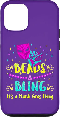 Vista 11 de Funda para iPhone 12 mini Mardi Gras, con cuentas de Nueva Orleans y funda brillante Mardi Gras