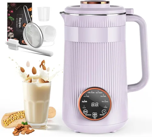 Vista 9 de Máquina para hacer leche de frutos secos, 35 oz casera de soja, almendra, avena, coco, bebidas a base de plantas y sin lácteos, máquina automática