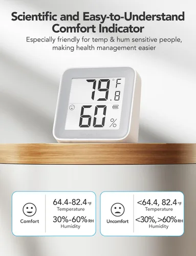 Vista 3 de GoveeLife E-Ink - Termómetro higrómetro Bluetooth, inteligente, digital, inalámbrico, temperatura y humedad, con alerta, almacenamiento de datos