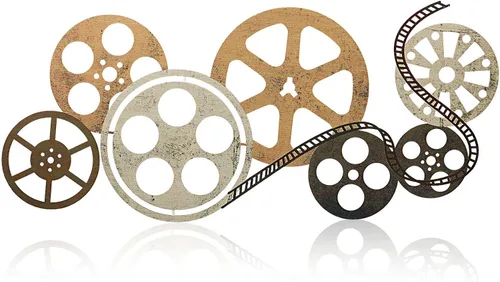 Vista 8 de Moxweyeni Carrete de película de metal, arte abstracto de cine antiguo, decoración contemporánea de cine decorativo, carrete de película para Negro