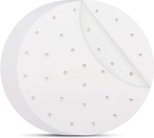 Vista 19 de Beasea Papel pergamino para freidora de aire, 11 pulgadas, 200 piezas redondas sin blanquear sin perforar pergamino de bambú