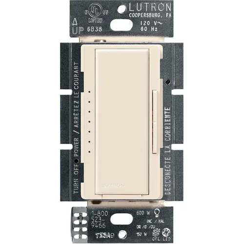 Vista 16 de Lutron - Interruptor de atenuación Maestro LED+ para bombillas LED regulables, halógenas e incandescentes, 150 W/unifolar o multiubicación, Biscuit
