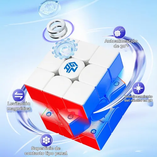 Vista 3 de GAN 356 Maglev Cubo 3x3 - Rompecabezas magnético sin adhesivo de velocidad (versión de superficie esmerilada)