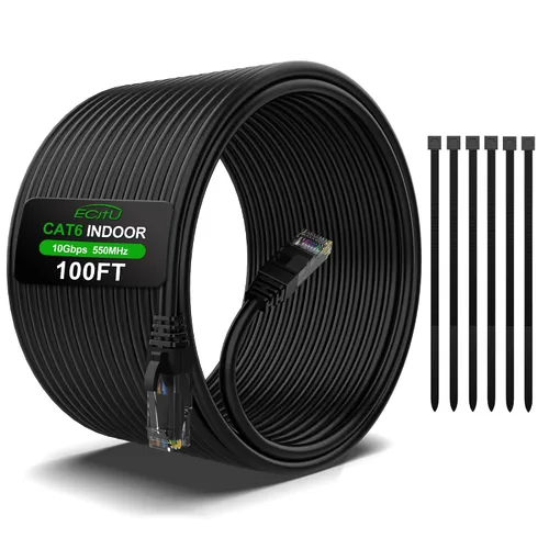 Vista 18 de Cable Ethernet Cat6 de 30 pies, cable de conexión Cat 6, cable de Internet Cat6, cable de red UTP, para interiores y exteriores, PoE, 24AWG CCA