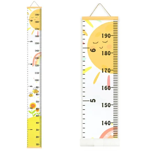 Vista 9 de Tabla de crecimiento de altura para bebés Regla colgante de pared de Mibote para niños, tabla de crecimiento de altura extraíble en lona 2 m x 20 cm