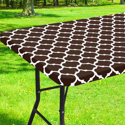 Vista 24 de Smiry Mantel cuadrado para mesa de pícnic, manteles de camping impermeables elásticos ajustables, protector de mantel de vinilo con respaldo de Gris