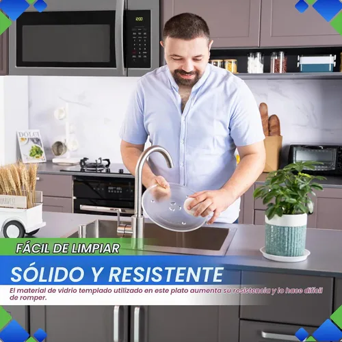 Vista 4 de Plato de Repuesto para Microondas de 10 Pulgadas Compatible con WB49X10065 Plato Giratorio de Microondas GE - Plato de Vidrio de Repuesto Exacto