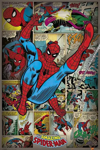Vista 10 de The Amazing Spider-Man - Póster impreso de Marvel Comics (estilo retro, montaje cómico) (tamaño: 24 x 36 pulgadas) (póster laminado)