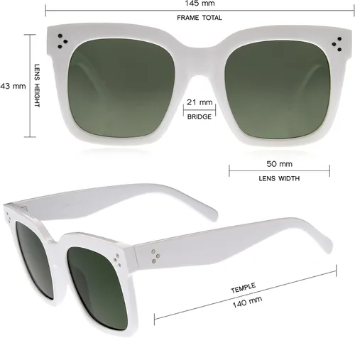 Vista 49 de zeroUV - Gafas de sol cuadradas retro de moda de gran tamaño para mujer estilo vintage 1.969 pulgadas