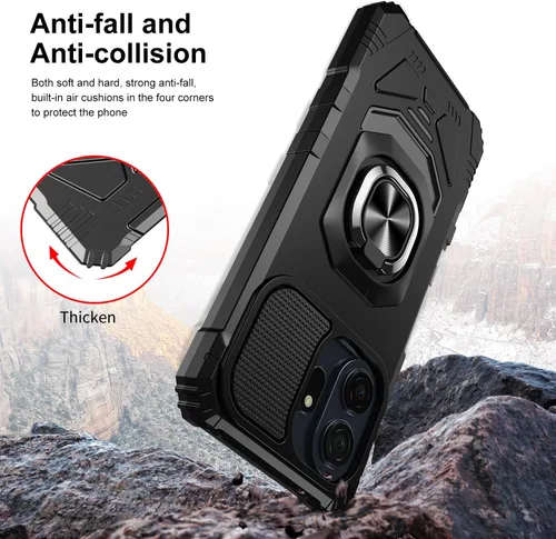Vista 6 de Funda para TCL Nxtpaper 70 Pro 5G con protector de pantalla y soporte de anillo magnético