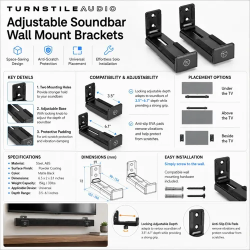 Vista 8 de Bose Barra de sonido inteligente 600 Dolby Atmos Barra de sonido de cine en casa con módulo de graves 500 subwoofer con torniquete soportes