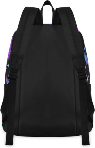 Vista 3 de MNSRUU Mochila para estudiantes para la escuela, Halloween, mochila luminosa de murciélagos para laptop, mochila estética para niñas, niños, mochila