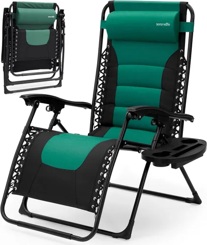 Vista 10 de SereneLife Silla de césped Zero Gravity Relájate cómodamente para acampar, patio y eventos al aire libre reclinable ajustable, reposacabezas Azul