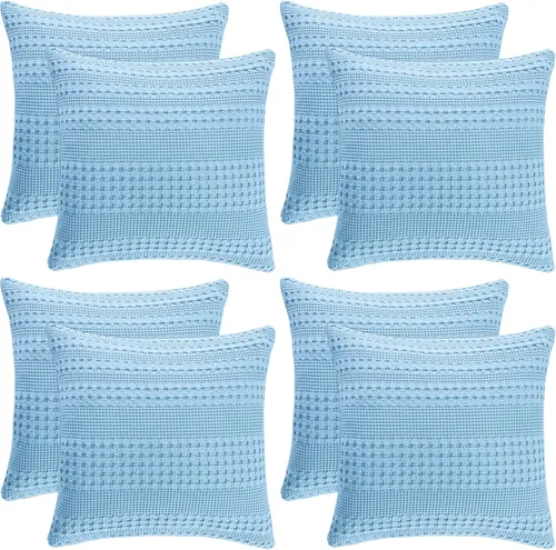 Vista 99 de PHF Fundas de almohada 100% algodón con tejido de gofre de 24 x 24 pulgadas, paquete de 2 fundas cuadradas para decoración elegante del hogar, sin