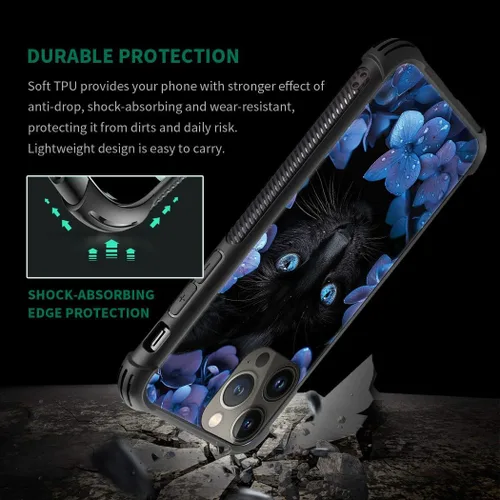 Vista 6 de CARLOCA Funda compatible con iPhone 15 Plus, diseño de gato Mumbai Clivia negro para iPhone 15 Plus, ultra protección, a prueba de golpes
