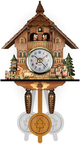 Vista 8 de Reloj de cuco antiguo de madera de cuco, casa de pájaros, reloj de pared, decoración del hogar, reloj de cuco colgante, péndulo oscilante